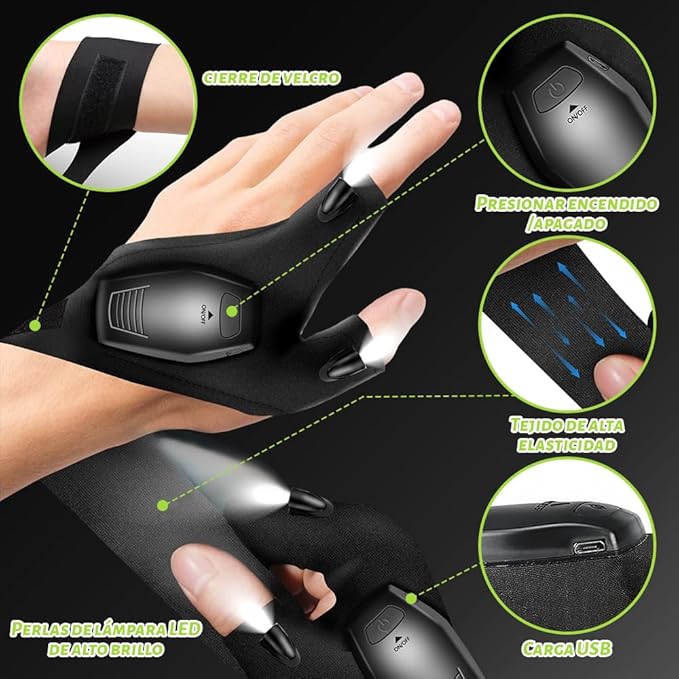 GUANTES CON LINTERNA LED