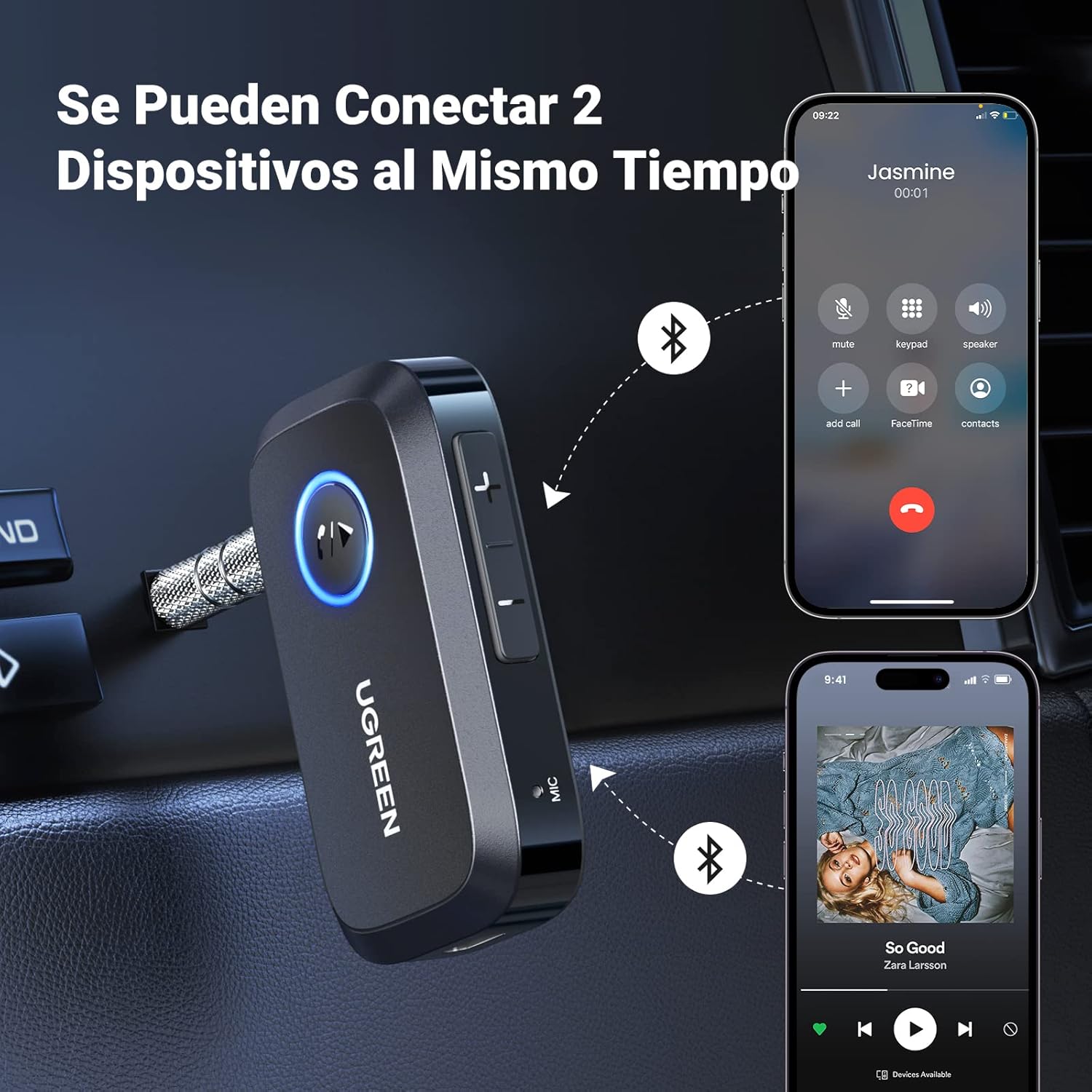 UGREEN ADAPTADOR BLUETOOTH PARA AUTO